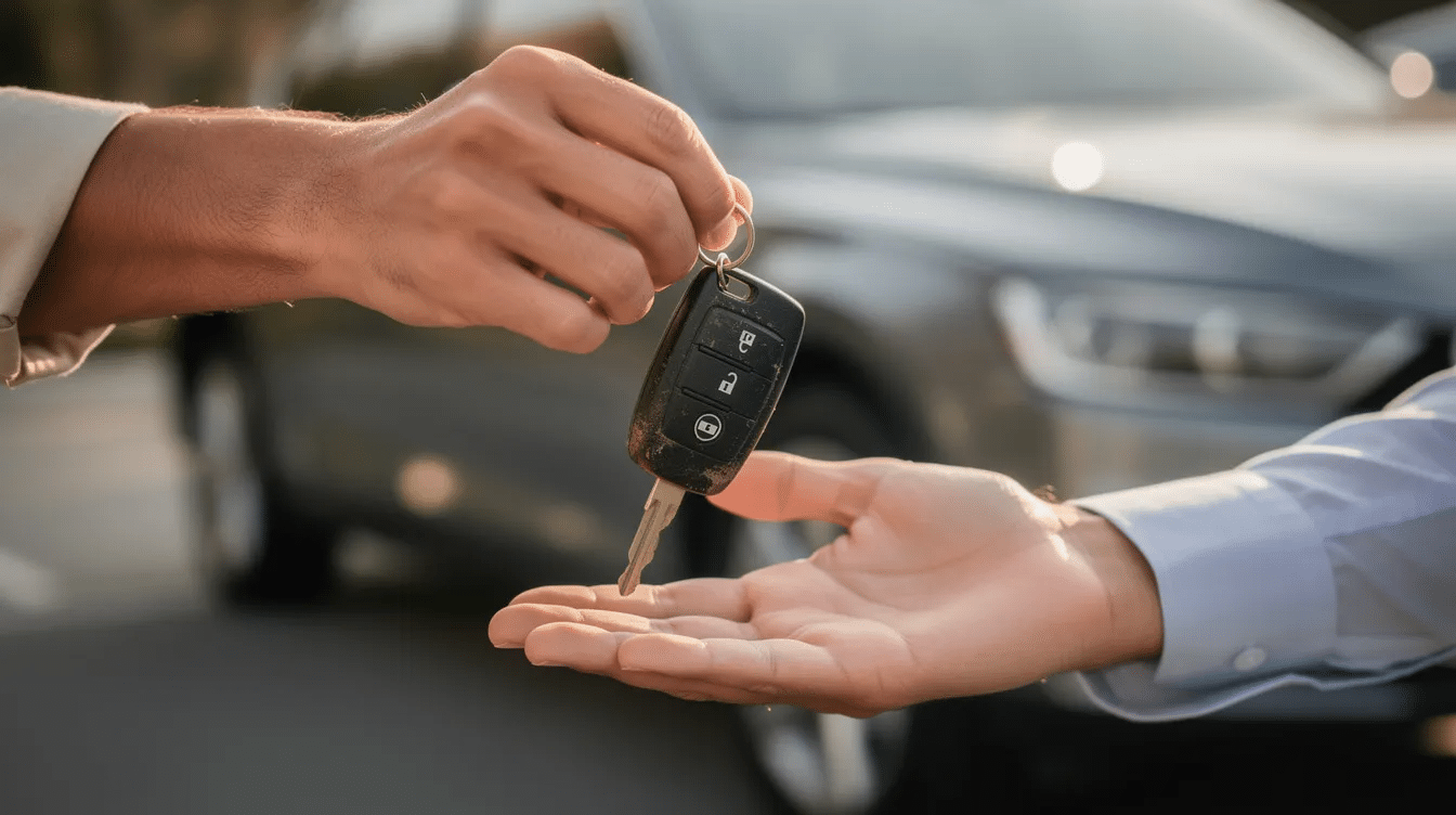 car_lease_key_handover_image man handing over car keys to another man